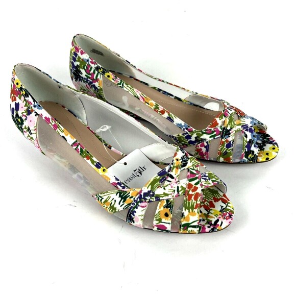 East 5th Womens Slip On Shoes Multi Floral Closed Toe Sheer Sides Wedge heel SZ9 - Picture 9 of 16